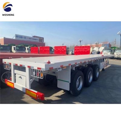 3 άξονες 4 άξονες 20FT 40FT κοντέινερ Flat Bed Truck Trailers με σύστημα πέδησης διπλής γραμμής