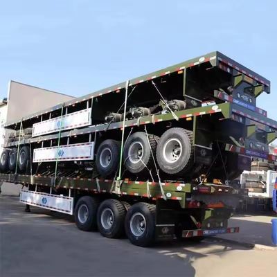 3 άξονες 20ft 40ft Flat Bed Semi Trailers Χρησιμοποιημένο Flatbed Container Trailer 12400*2610*1550mm