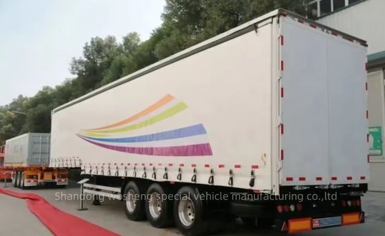 Wosheng 3 άξονες 40/45ft PVC Ανερόστερη πλευρική κουρτίνα ημιπροωθητήρα για συρόμενο φορτηγό
