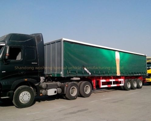 Wosheng 3 άξονες 40ft 45ft PVC κουρτίνα κουρτίνα Sider Semi Trailers με εναέρια ανάρτηση