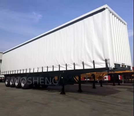 Τροχαίο ρυμουλκούμενο Wosheng 3 άξονες 40ft 45ft PVC κουρτίνα πλευρική ημιρυμουλκούμενο για βαριά φορτία