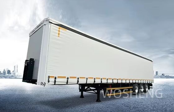 Τροχαίο ρυμουλκούμενο Wosheng 3 άξονες 40ft 45ft PVC κουρτίνα πλευρική ημιρυμουλκούμενο για βαριά φορτία