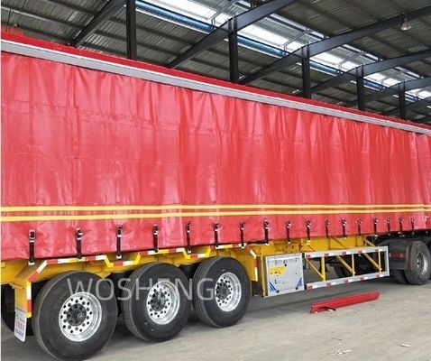 Προσαρμοσμένο 3 άξονες 40ft 45ft κόκκινη κουρτίνα πλευρική ημι-ριμπάουμ με μέγιστο ωφέλιμο φορτίο των 40 τόνων
