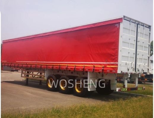 Φορτηγό 40-50ton 3 άξονες 40ft 45ft κόκκινη κουρτίνα πλευρική διαδρόμιο ημιφορτηγό με PVC σανίδα