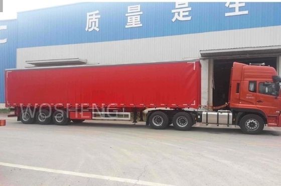 Φορτηγό 40-50ton 3 άξονες 40ft 45ft κόκκινη κουρτίνα πλευρική διαδρόμιο ημιφορτηγό με PVC σανίδα