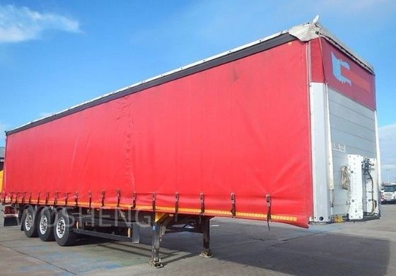 Φορτηγό 40-50ton 3 άξονες 40ft 45ft κόκκινη κουρτίνα πλευρική διαδρόμιο ημιφορτηγό με PVC σανίδα
