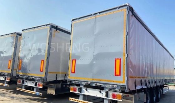 Προσαρμόσιμο 3 άξονες 40/45ft PVC Αδιάβροχο λευκό πλάι κουρτίνα συρόμενο ημι-προωθητήρα