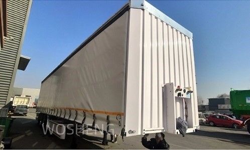 Προσαρμόσιμο 3 άξονες 40/45ft PVC Αδιάβροχο λευκό πλάι κουρτίνα συρόμενο ημι-προωθητήρα