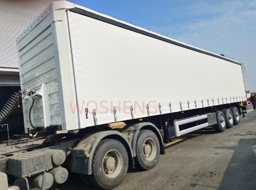 40ft 45ft PVC πλευρική κουρτίνα ημι-τροχόσπιτο 3 άξονας λευκή κουρτίνα-οπτική συρόμενη φορτηγό τροχόσπιτα