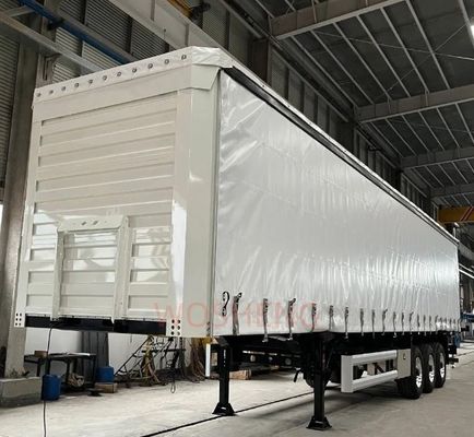 40ft 45ft PVC πλευρική κουρτίνα ημι-τροχόσπιτο 3 άξονας λευκή κουρτίνα-οπτική συρόμενη φορτηγό τροχόσπιτα