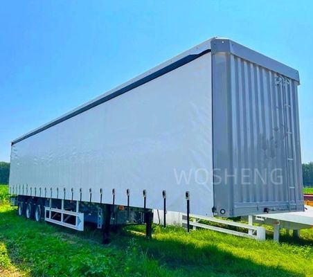 40ft 45ft PVC πλευρική κουρτίνα ημι-τροχόσπιτο 3 άξονας λευκή κουρτίνα-οπτική συρόμενη φορτηγό τροχόσπιτα