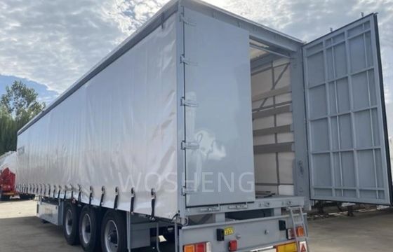 40ft 45ft PVC πλευρική κουρτίνα ημι-τροχόσπιτο 3 άξονας λευκή κουρτίνα-οπτική συρόμενη φορτηγό τροχόσπιτα