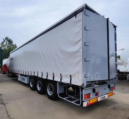 40ft 45ft PVC πλευρική κουρτίνα ημι-τροχόσπιτο 3 άξονας λευκή κουρτίνα-οπτική συρόμενη φορτηγό τροχόσπιτα