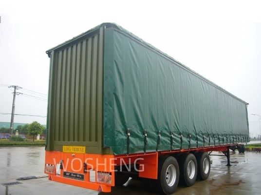 Ημιφορτηγό Wosheng ανθεκτικό 3 άξονες πράσινο 40ft 45ft PVC κουρτίνα Sider φορτηγό παράδοση