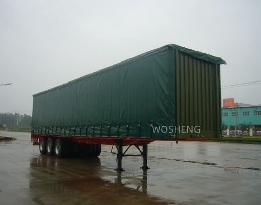 Ημιφορτηγό Wosheng ανθεκτικό 3 άξονες πράσινο 40ft 45ft PVC κουρτίνα Sider φορτηγό παράδοση