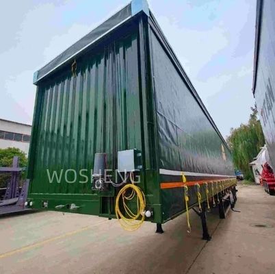 Ημιφορτηγό Wosheng ανθεκτικό 3 άξονες πράσινο 40ft 45ft PVC κουρτίνα Sider φορτηγό παράδοση