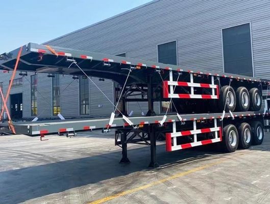 Wosheng Top πωλήσεις 3-άξονας 50 τόνων flatbed φορτηγό ρυμουλκούμενο χάλυβα flat bed ημιριμουλκούμενο