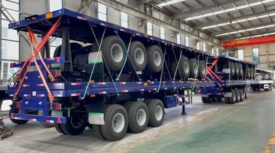 Wosheng Top πωλήσεις 3-άξονας 50 τόνων flatbed φορτηγό ρυμουλκούμενο χάλυβα flat bed ημιριμουλκούμενο