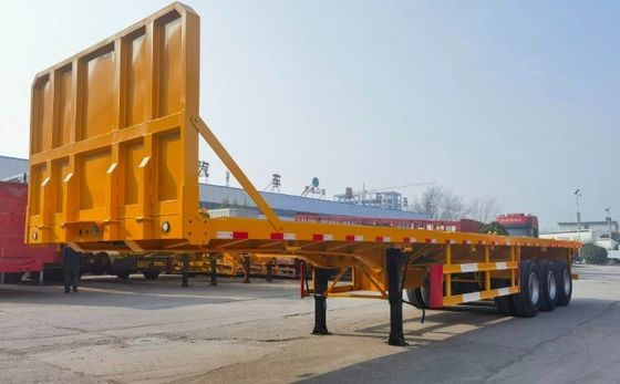 2/3/4 Άξονες 35ft 40ft 45ft Συσκευαστήρα Μεταφοράς Χάλυβα επίπεδο κρεβάτι ημιπρόσημο για φορτηγό