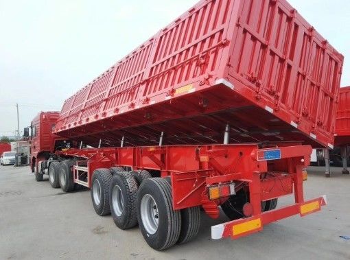 Wosheng Tri-Axle υδραυλικό ανελκυστήρα πλευρικής κατεβάσεως πλευρικής απορρίψεως ημιπροσανατολισμού πλευρικής κατεβάσεως