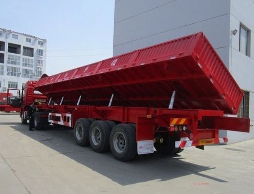 Wosheng Tri-Axle Side Dump Trailer με υδραυλική ανύψωση και διαστάσεις 13000*2550*2900mm