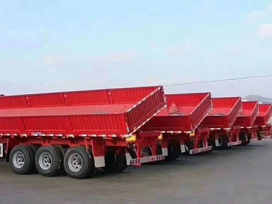 Wosheng Tri-Axle Side Dump Trailer με υδραυλική ανύψωση και διαστάσεις 13000*2550*2900mm
