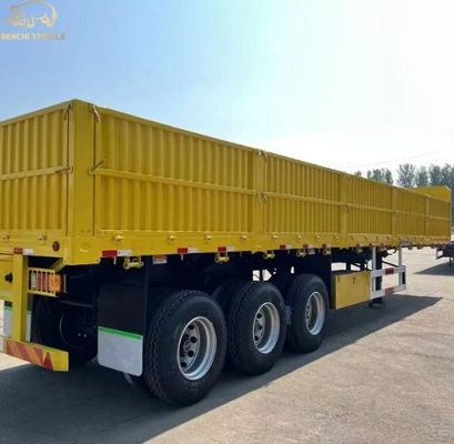 Ατσάλι 3 άξονας 40ft 12.4m Φράχτης φορτίου ημιπροωθητήριος πλευρικός τοίχος τροχόσπιτο φορτηγό για χύδημα φορτίο