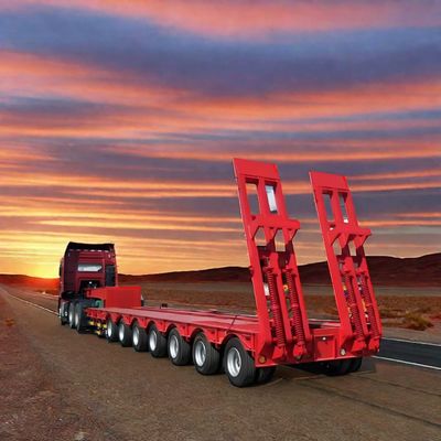 3 άξονα Gooseneck Lowboy Low Loader φορτηγό ρυμουλκούμενο για εξορυκτήρα σας έχουμε καλυφθεί
