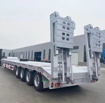 60T μέγιστο ωφέλιμο φορτίο Q345B/T700L ρυμουλκούμενο φορτηγού χαμηλού κρεβατιού για εξορυκτήρες και ανθεκτικά μηχανήματα