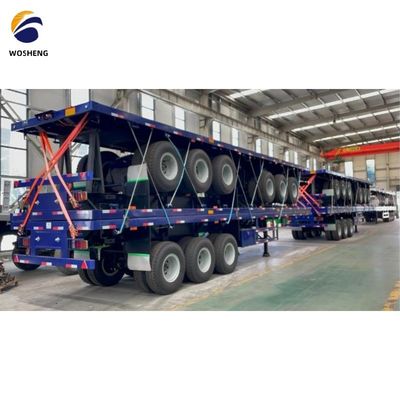 Μεταφορά εμπορευματοκιβωτίων 40ft 3 άξονες Flatdeck Semi Trailer με 13ton Άξονες Χάλυβα υλικό