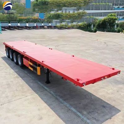 Wosheng Flat Bed Truck Trailer με 3.5 &quot;90mm King Pin και 28t βαρύ φορτίο προσγείωσης