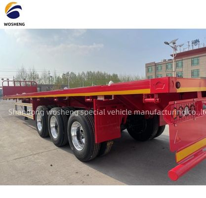 Wosheng Flat Bed Truck Trailer με 3.5 &quot;90mm King Pin και 28t βαρύ φορτίο προσγείωσης