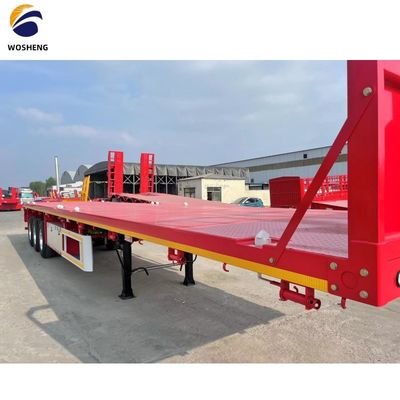 Wosheng Flat Bed Truck Trailer με 3.5 &quot;90mm King Pin και 28t βαρύ φορτίο προσγείωσης