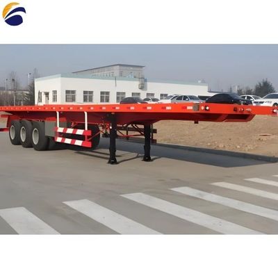 Wosheng Flat Bed Truck Trailer με 3.5 &quot;90mm King Pin και 28t βαρύ φορτίο προσγείωσης