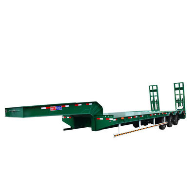 Wosheng Semi Trailer 3 άξονες 12 τροχούς χαμηλό κρεβάτι κοντέινερ Τάξι φορτωτή χαμηλό κρεβάτι ρυμουλκούμενο