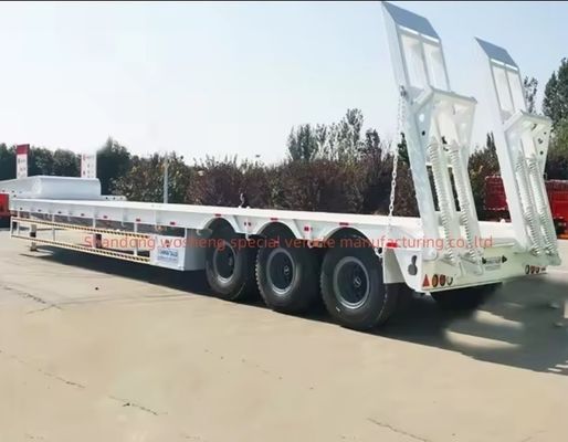 Καθαρό κρεβάτι κοντέινερ Τάξι Loader Lowboy Semi-Terrailer για τη μεταφορά βαρέων φορτίων
