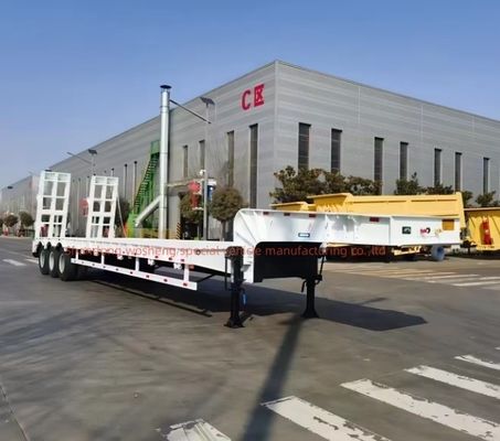 Καθαρό κρεβάτι κοντέινερ Τάξι Loader Lowboy Semi-Terrailer για τη μεταφορά βαρέων φορτίων