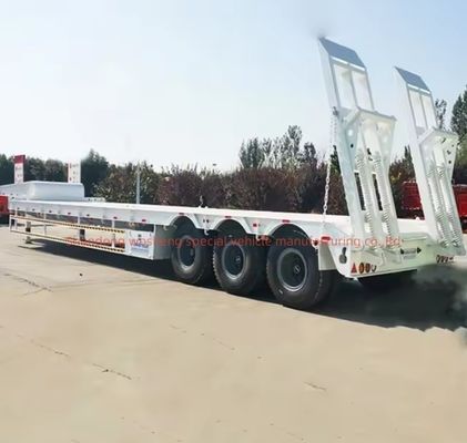 Καθαρό κρεβάτι κοντέινερ Τάξι Loader Lowboy Semi-Terrailer για τη μεταφορά βαρέων φορτίων