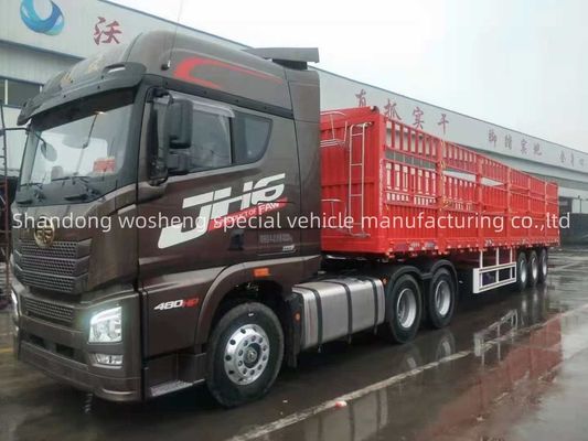Q345B κύρια δέσμη 3/4 άξονας 7,5 τόνους 12,4m πλευρικός φράχτης ημι-ρυμουλκούμενο για προσαρμογή φορτηγών