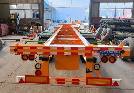 20FT 40FT βαρύ 3 άξονες ατσάλι Chassis Σκελετό Semi Trailers με μηχανική ανάρτηση