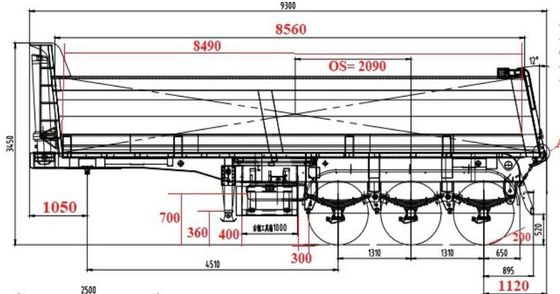 Υδραυλικός 3 άξονες ποντάρισμα Dump Semi-Relayer για 30-100T Max ωφέλιμο φορτίο βαρύ φορτίο μεταφοράς