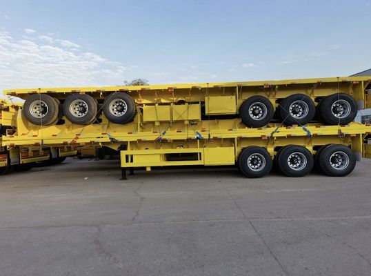 20T-80T 3 άξονα φορτηγό ρυμουλκούμενο επίπεδο ημιρυμουλκούμενο για τη μεταφορά 12400*2610*1550mm εμπορευμάτων