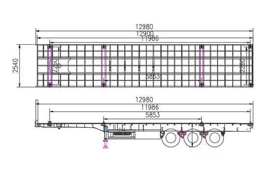 40 ft 2 3 άξονες Flatbed Semi-Relay Heavy-Duty και ανθεκτικά Flatbed Trailers για φορτηγά