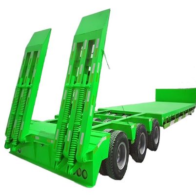 40ft Lowbody Low Bed Semi Truck Trailer με ράμπα και άξονες SAF/FUWA/BPW/WOSHENG