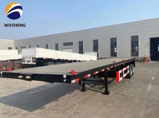 3 άξονες 4 άξονες 20FT 40FT κοντέινερ Flat Bed Truck Trailers με σύστημα πέδησης διπλής γραμμής