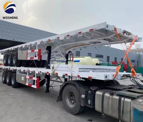 3 άξονες 4 άξονες 20FT 40FT κοντέινερ Flat Bed Truck Trailers με σύστημα πέδησης διπλής γραμμής