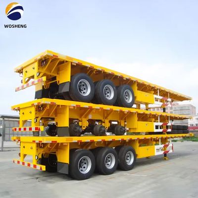 3 άξονες 4 άξονες 20FT 40FT κοντέινερ Flat Bed Truck Trailers με σύστημα πέδησης διπλής γραμμής