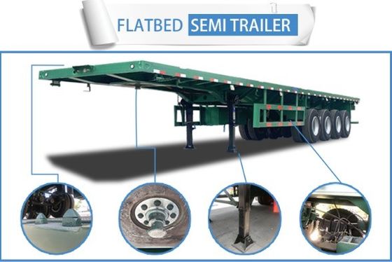 40ft Steel Flatbed Semi Trailers με πάχος 90 w mm*13 mm*10 στρώμα Leaf Spring