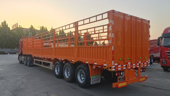 Wosheng 40-100ton Utility Side Wall Open Livestock Vegetable Fence Τροχαίο ρυμουλκούμενο με συρματόπλεγμα