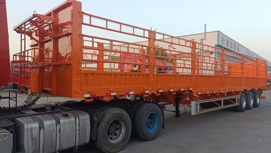 Wosheng 40-100ton Utility Side Wall Open Livestock Vegetable Fence Τροχαίο ρυμουλκούμενο με συρματόπλεγμα